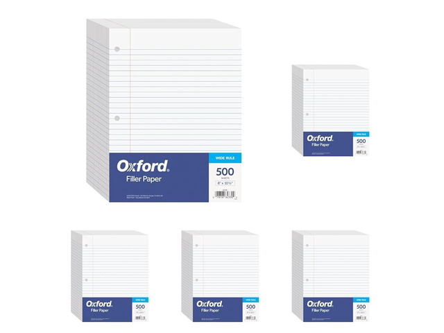 Filler-Paper, 8 x 10-1/2 Inch Wide Ruled Paper, 3 Hole Punch, Loose Leaf Notebook Paper for 3 Ring Binders, (62330), white (Pack of 2500)
