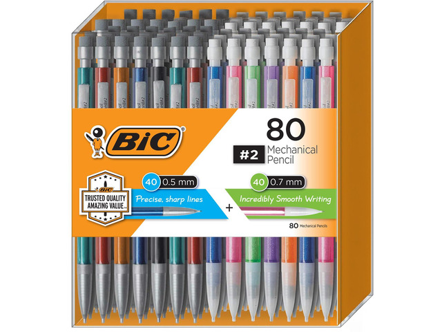 Mechanical Pencils #2 Extra Smooth, 0.7mm & 0.5mm, 80 Pack Bright Edition Colored Barrels, Bulk School Supplies for Teachers and Classrooms,...