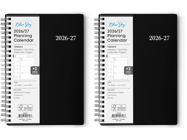 2026-2027 Weekly and Monthly Academic Year Planner Calendar, July 2026 - June 2027, 5' x 8', Flexible Cover, Wirebound, Laminated Tabs, Enterprise...