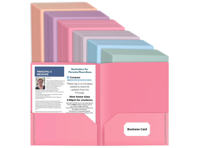 48 Pack Colored File Folders with Pockets, Pastel, Cute Plastic Folders Business Card Holder, Decorative Pocket Folders, for Documents, for Filing...