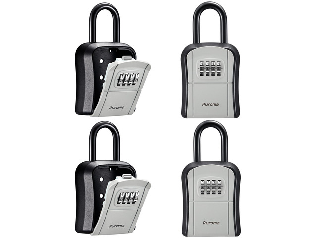 Key Lock Box Outdoor 4 Digit Code Combination Lockbox House, 4 Gray For Contractors Guest Realtor Storage Keys, Portable, Home Wall Mount,...