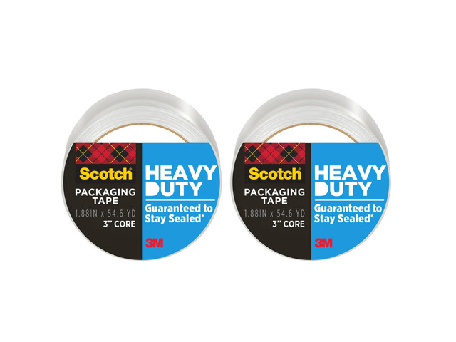 Heavy Duty Shipping Packaging Tape 3850, Clear, 1.88 in x 54.6 yd (48 mm x 50 m), 2 Pack (2 Rolls), 3.0 Mil Box Sealing Tape