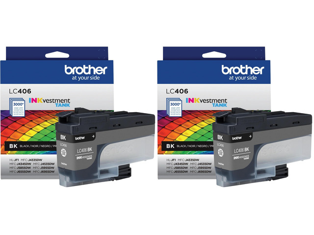 Genuine LC406BK Standard Yield Black INKvestment Tank Ink Cartridge,(Pack of 2)
