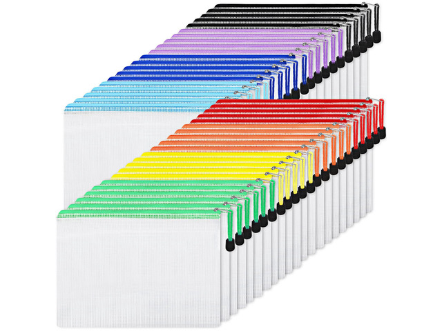 56pcs Mesh Zipper Pouch Zipper Bag, Durable Pouches for Organization Puzzle Storage, Letter Size, A4 Size, for Office Supplies