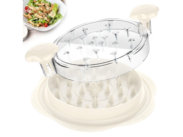 Chicken Shredder Tool Twist Large Meat Shredder with Brush & Fork, Beige Visible Chicken Breast Shredder, Strong Anti-Slip Strip, Ergonomic Handle,...