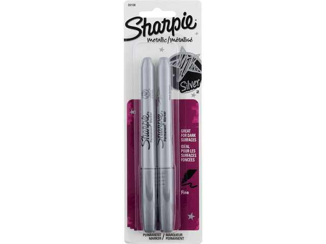 Metallic Permanent Markers, Fine Point, Silver, For Black Paper or Dark Surfaces, Arts & Crafts, Posters (Pack of 12)
