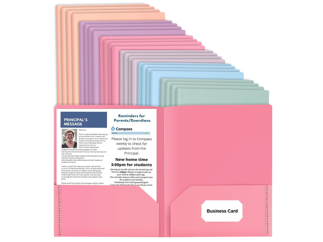 24 Pack Colored File Folders with Pockets, Pastel Pocket Folders, Plastic Business Card Holder, Decorative, for Documents, Cute Plastic Folders for...