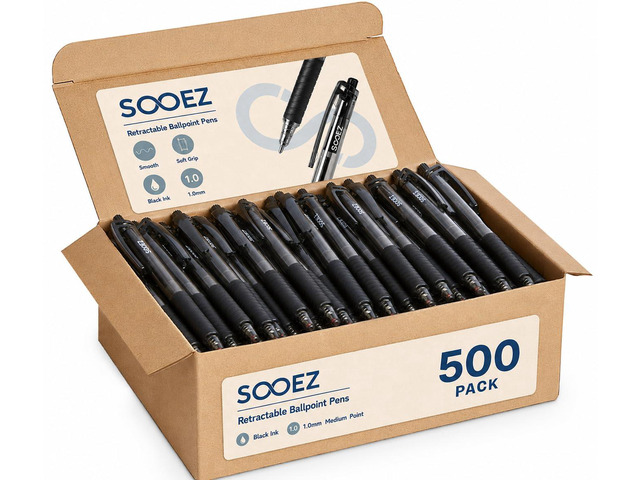 500 Pack Bulk Pens Ballpoint, Smooth Writing Pens with Soft Grip Retractable Blue Ink Pens, Medium Point 1.0mm Pen for Journaling, Ballpoint Pen...