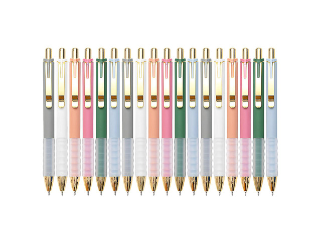 Ballpoint Pens Black Medium Point 1mm with Super Soft Grip Ball Point Pen for Men Women Retractable(gold-18 pcs)