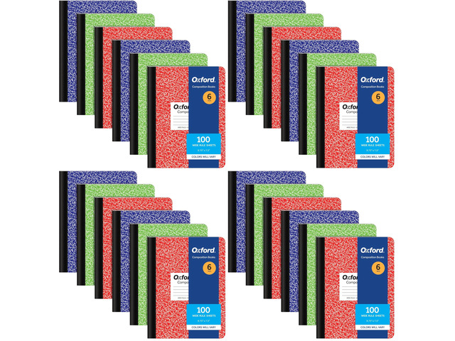 Composition Notebooks, Cover Colors Vary, Wide Ruled Paper, 9-3/4 x 7-1/2 Inch School Journals, Assorted Marble Covers, 100 Sheets, per Book...