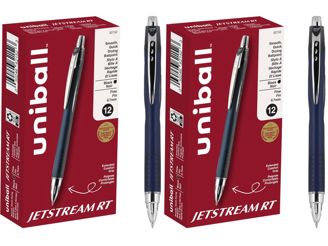 uniball Jetstream RT Ballpoint Pens, Fine Point (0.7mm), Black (Pack of 24)