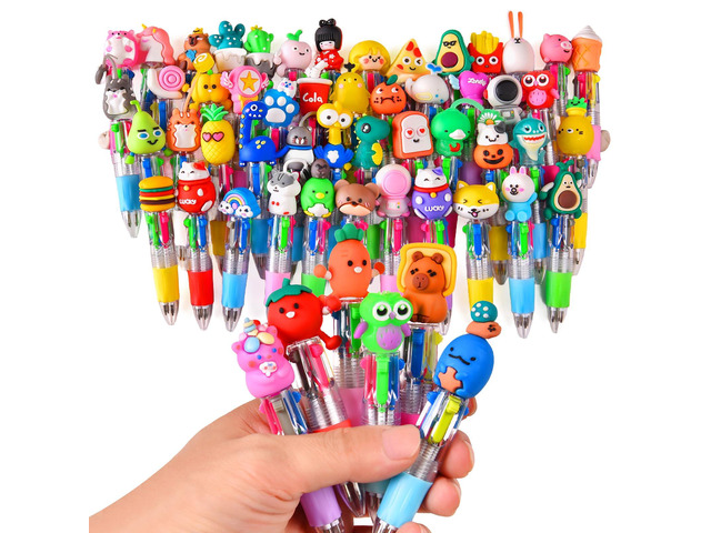 100Pcs Mini Multicolor Pens in One 4-in-1, Cute Pens Bulk for Party Favors and Birthdays, Delightful Ballpoint Pen Gifts Classroom Student Prizes...