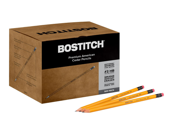 Office Premium #2 Pencils, American Cedar Wood, Pre-Sharpened, HB Graphite, 500-Pack