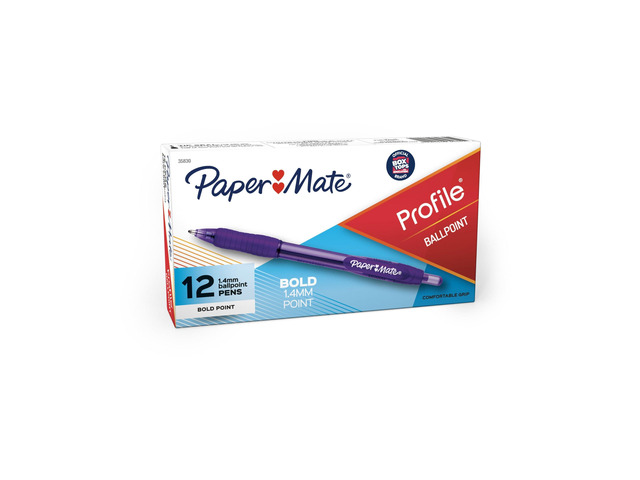 Profile Retractable Ballpoint Pens, Bold Point (1.4mm), Purple Ink, 12 Count - Journaling, Teacher Supplies, Note-Taking