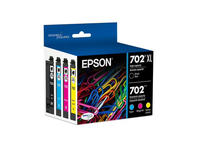 702 Genuine Ink Cartridge XL Black and Standard Color Combo Pack XL Black and Standard Capacity Color Cartridges for WorkForce Pro WF-3720 WF-3730...