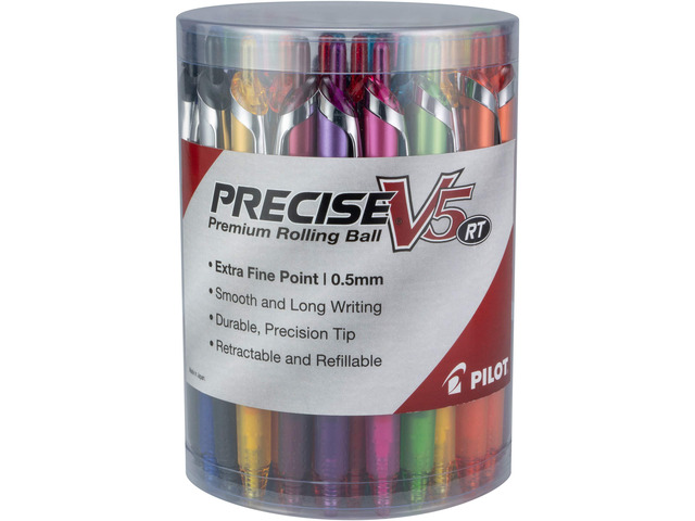 Precise V5 RT Rolling Ball Pens, 0.5 mm, Pack of 48