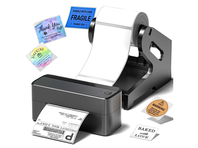 Bluetooth Thermal Label Printer, 241BT 4X6 Wireless Shipping Label Printer for Small Business, Pink Labels Printers for Shipping Package Whit Holder