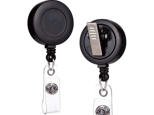 Badge Reel, ID Badge Holder Retractable Clip, Black, Bulk 100 Pack with 360° Swivel Alligator Clip, 30-Inch Nylon Cord, Simple, Lightweight, Name...