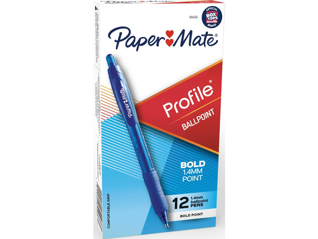 Profile Retractable Ballpoint Pens, Bold Point (1.4mm), Blue Ink, 12 Count - Writing, Office, Teacher Supplies