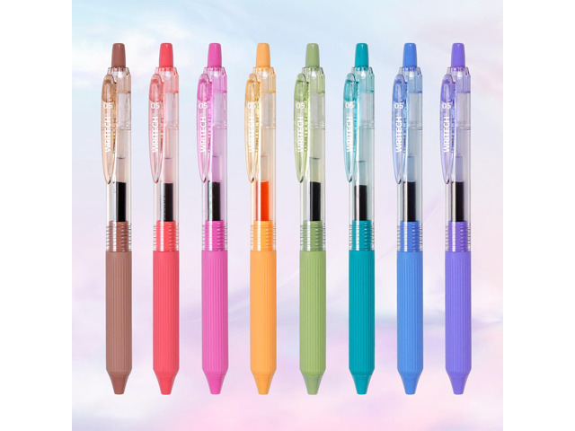 Gel Pens Fine Point: 0.5mm Multicolor Ink Retractable 8ct Smooth Writing No Smear for Journaling Drawing Note Taking Silent Click Assorted Colored...