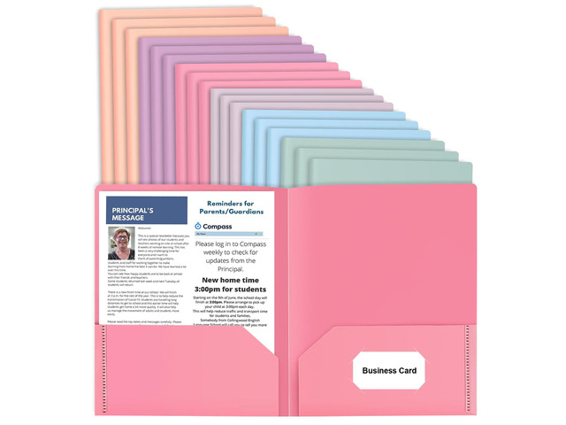 18 Pack Colored File Folders with Pockets, Pastel Pocket Folders, Plastic Business Card Holder, Decorative, for Documents, Cute Plastic Folders for...