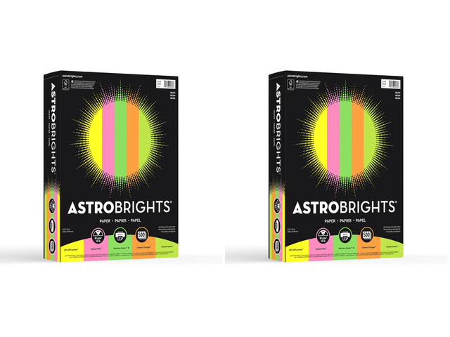 Bright Color Paper, Astrobrights, Letter Paper Size, 24 Lb, Assorted Colors, Ream of 500 Sheets (Pack of 2)