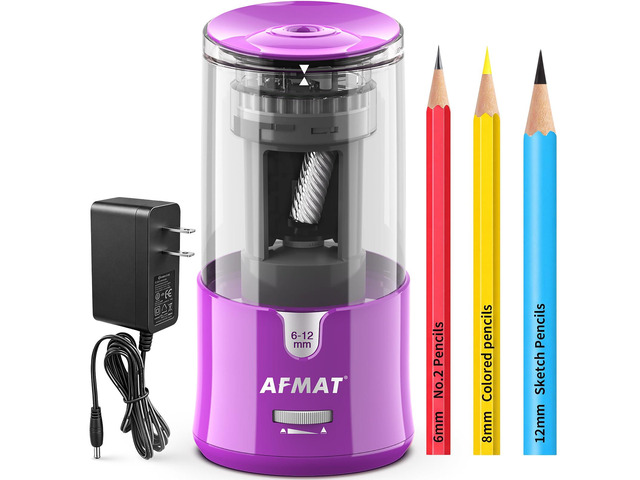Electric Pencil Sharpener, Plug-in Pencil Sharpener for 6-12mm Pencil For No.2/Colored/Jumbo Pencils, Auto Stop, Super Fast & Sharp, Replaceable...