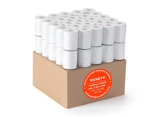 2 1/4' X 85 ft Thermal Receipt Paper (50 Rolls) Cash Register Paper Rolls Fits for Most Credit Card Terminals, Verifone VX510 VX570 FD50 T4220, BPA...