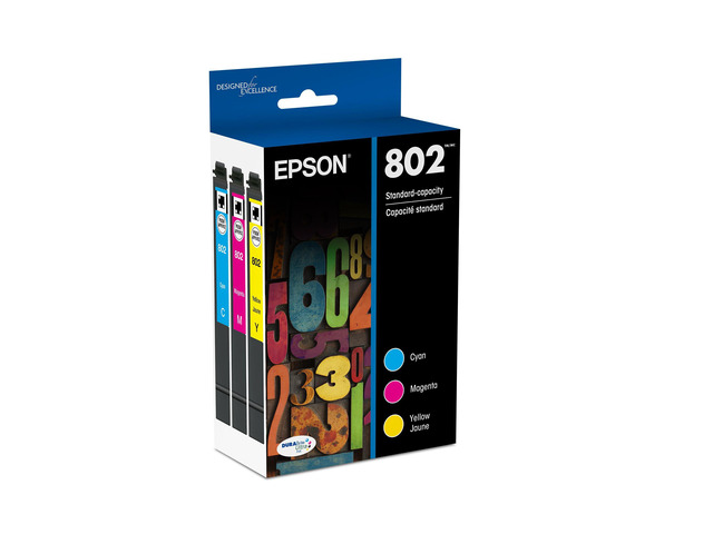 802 Genuine Ink Standard Capacity 3 Color Combo Pack T802520 Works With WorkForce Pro WF-4720 WF-4730 WF-4734 WF-4740 Inkjet Printers