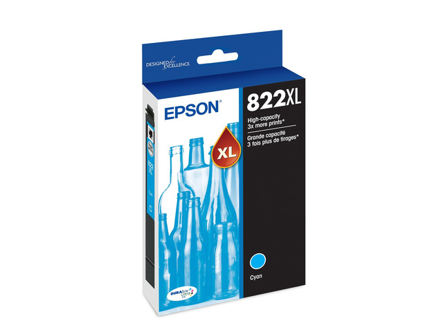 822XL Genuine High Capacity Cyan Ink Cartridge T822XL220 Works with WorkForce Pro WF-3820 WF-3823 WF-4820 WF-4830 WF-4833 WF-4834 Printers