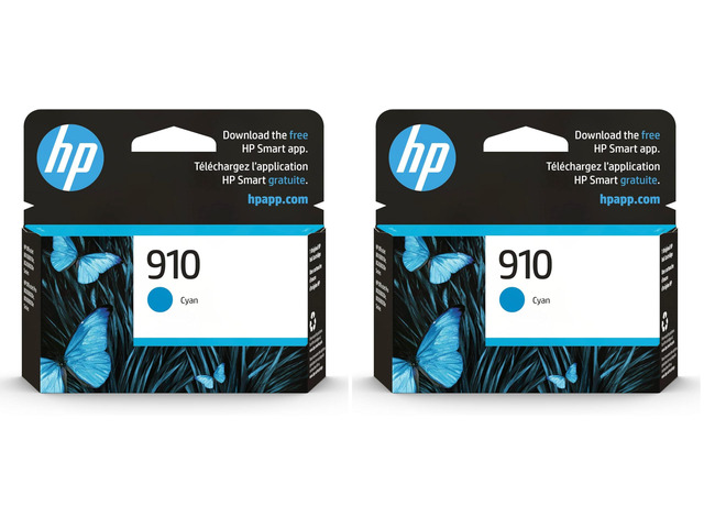 910 Cyan Ink Cartridge, Works with OfficeJet 8010, 8020 Series, OfficeJet Pro 8020, 8030 Series, Eligible for Instant Ink, 3YL58AN, (Pack of 2)