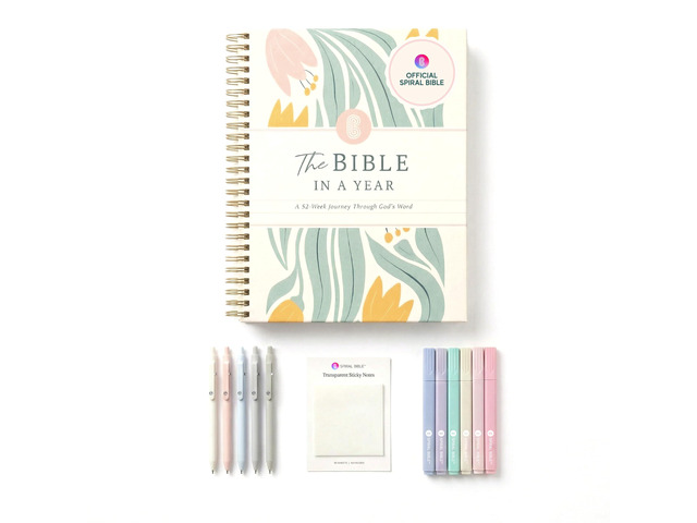 Official in a Year Essentials Bundle Study Guide (Floral) 365-Day Reading Plan, Study Guide, Highlighters, Pens & Sticky Notes, Bible Study...