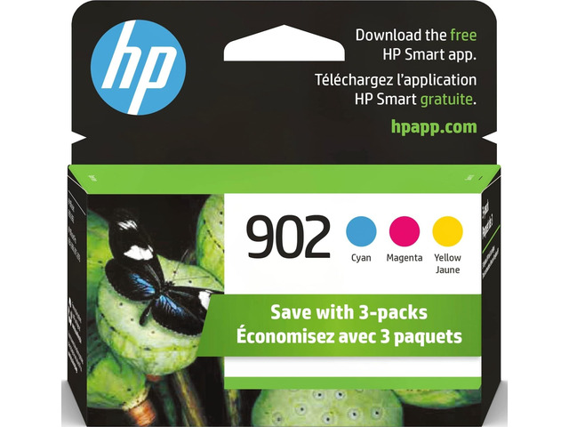902 Cyan, Magenta, Yellow Ink Cartridges Works with OfficeJet 6950, 6960, Pro 6960, 6970 Series T0A38AN
