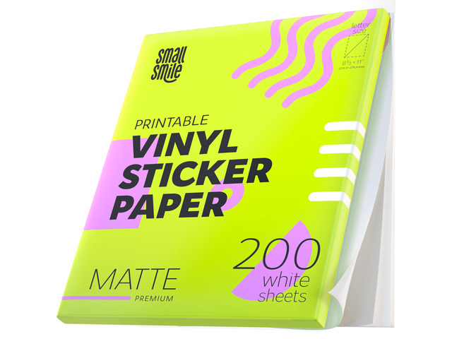 Premium Printable Vinyl Sticker Paper for Inkjet Printer and Laser - 200 White Matte Sticker Paper Waterproof - Durability Adhesive Paper 8.5x11...