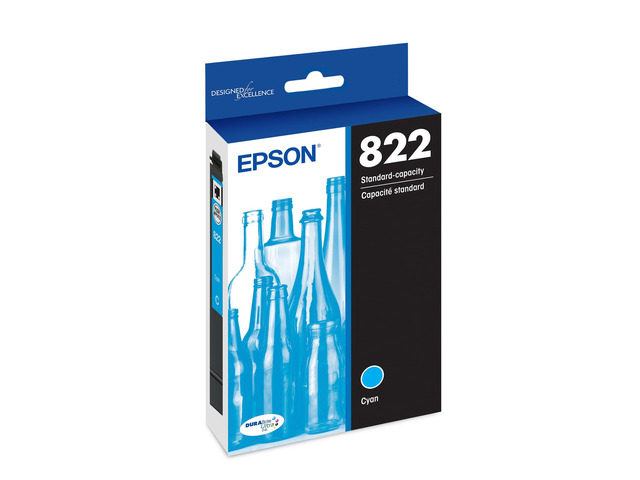 822 Genuine Standard Capacity Cyan Ink Cartridge T822220 Works with WorkForce Pro WF-3820 WF-3823 WF-4820 WF-4830 WF-4833 WF-4834 Printers