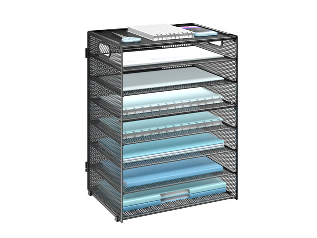Desk File Organizer, 8 Tier Desktop Paper Letter Tray Organizer with Handle, Office Desk Accessories & Workspace Organizers for Office, Home,...