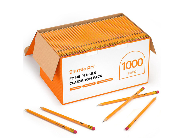 Wood-Cased #2 HB Pencils, 1000 Pack Sharpened Yellow Pencils with Erasers, Bulk Pack Graphite Pencils for School and Teacher Supplies, Writing,...