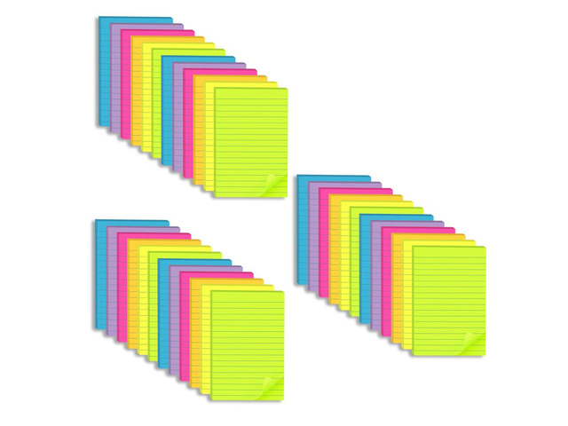 (36 Pack) Lined Sticky Notes 4x6 in,Bright Large Notepads with Lines Ruled Stickies Super Sticking Power,Office School Memo Note Pads,Post on...