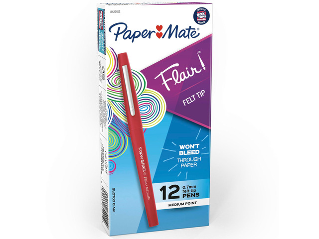 Flair Felt Tip Pens, Medium Point (0.7mm), Red Ink, 12 Count - Teacher Supplies, Arts & Crafts