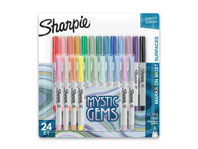 Permanent Markers, Mystic Gems Special Edition Pack, Ultra Fine Point, Assorted Colors, 24 Count - Arts & Crafts, Office Supplies