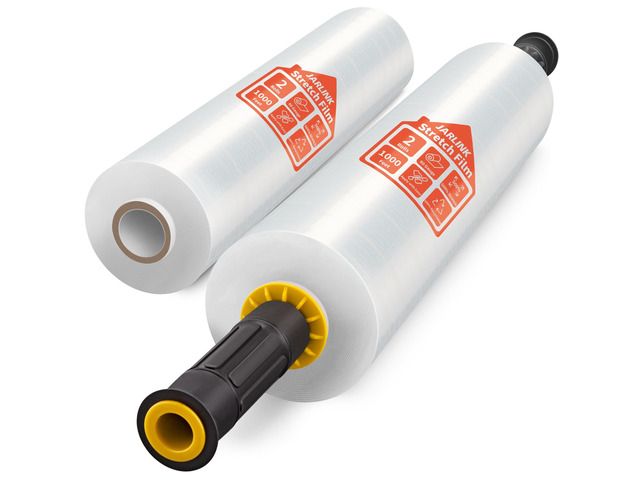 Stretch Film, 15' x 1000' Shrink Pallet Wrap W/Handles, 60 Gauge 2 Pack Clear stretch wrap Rolls, Industrial Strength Heavy Duty Plastic Stretch...