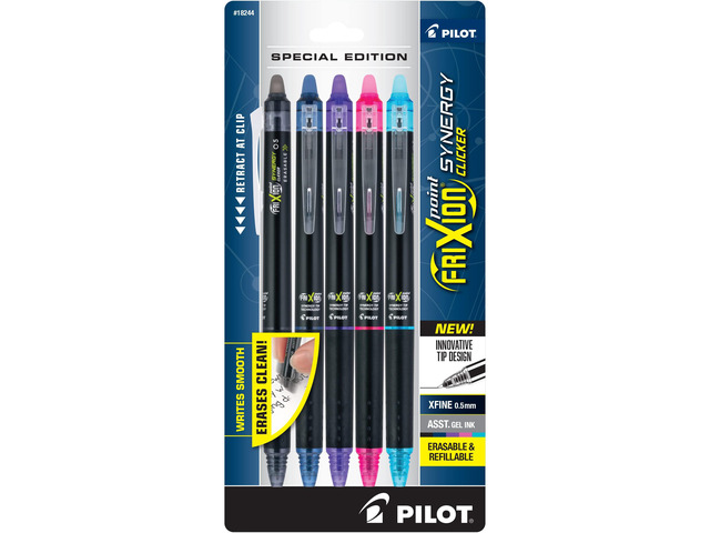 FriXion Synergy Clicker Erasable, Pack of 5, Assorted Colors