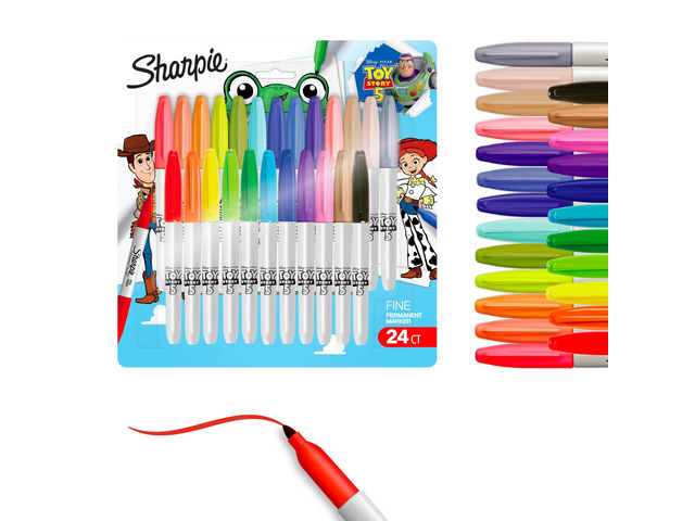 Permanent Markers, Toy Story 5 Packaging, Assorted, Fine Point, 24 Count