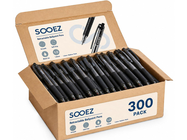 300 Pack Bulk Pens Ballpoint, Smooth Writing Pens with Soft Grip Retractable Blue Ink Pens, Medium Point 1.0mm Pen for Journaling, Ballpoint Pen...