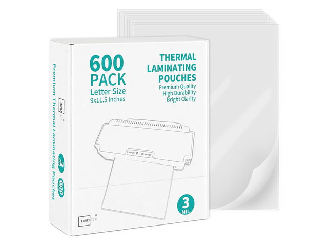 3 Mil Thermal Laminating Pouches, 9x11.5 Inches, 600 Pack, Glossy Laminating Sheets for Letter Size, Hold 8.5 x 11 Inches, Ultra Clear, Glossy,...