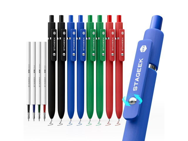 GX3 Colorful & Multi Colored Gel Pens, 8 Pcs with 4 Refills Quick Dry Colored Pens, 0.7mm Fine Point, Retractable, for Journaling & Note Taking,...
