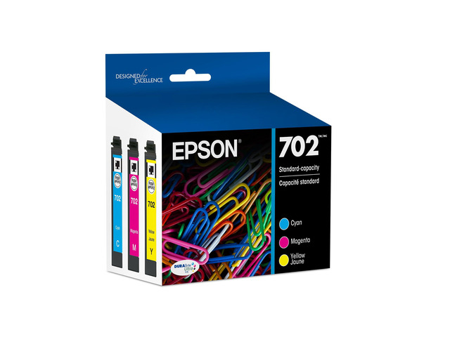 702 Genuine Ink Standard Capacity 3 Color Combo Pack T702520 Standard Capacity Cyan Magenta Yellow for WorkForce Pro WF-3720 WF-3730 WF-3733 Printers