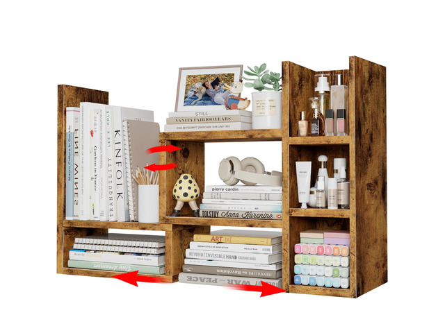 Desk Shelves Desktop Organizer Shlef - Rustic Office Organization for Top of Desk Organizers and Accessories Corner Bookshelf Table Top Shelving...
