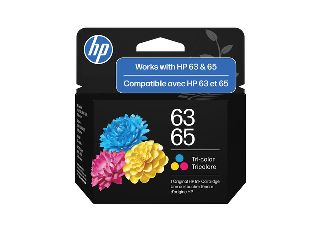 63/65 Tri-Color Ink Cartridge (Replaces Both 63 & 65), Compatible with DeskJet 1100, 2100, 2600, 3600, Envy 4500, 5000, OfficeJet 3800, 4600, 5200...