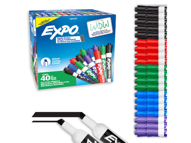 Dry Erase Markers, Low Odor Ink, Chisel Tip, 40 Count - Whiteboard, Calendar, Organization, Essential Supplies for Office, School, Classroom, Teachers